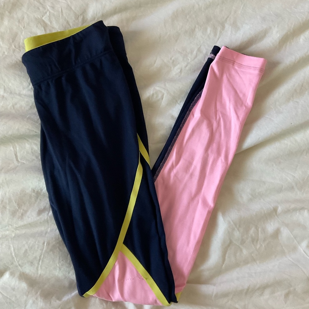J.Crew x New Balance Navy and Pink Colorblock Leggings